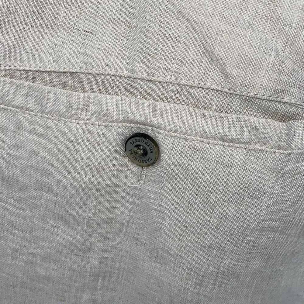Tasso Elba Mens Linen Drawstring Casual Trouser Pants Tan Size XXL‎